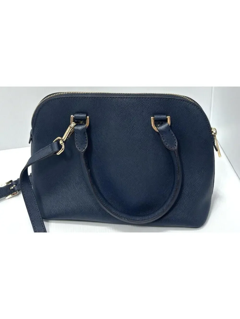 Michael Kors Navy Blue Saffiano Satchel Dome Crossbody Bag GUC